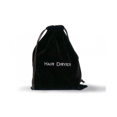 Hair dryer bag, velvet, with logo, black
