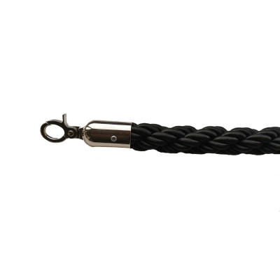 Rope for barrier posts - black, twisted, silver carabiner, length 150cm