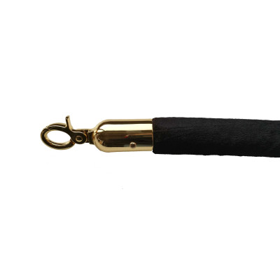 Hotelum rope for barrier posts - black, smooth, gold carabiner, length 150cm