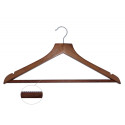 BASIC wooden hanger with non-slip bar, hook, dark wood