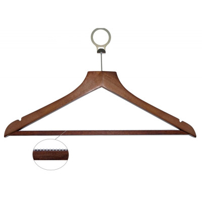 BASIC wooden hanger with non-slip bar, inalienable, dark wood