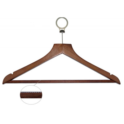 BASIC wooden hanger with non-slip bar, inalienable, dark wood