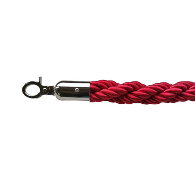 Rope for barrier posts - red, twisted, silver carabiner, length 150cm