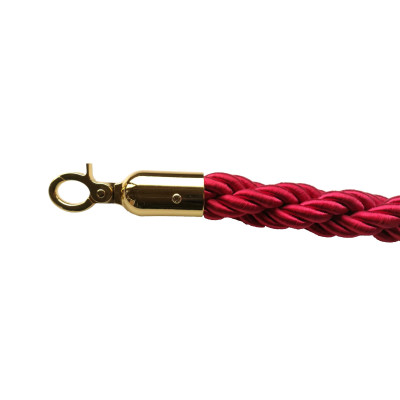 Rope for barrier posts - red, twisted, golden carabiner, length 150cm