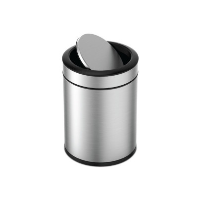 Room basket, double-walled, round, with lid, brushed stainless steel, 6 l