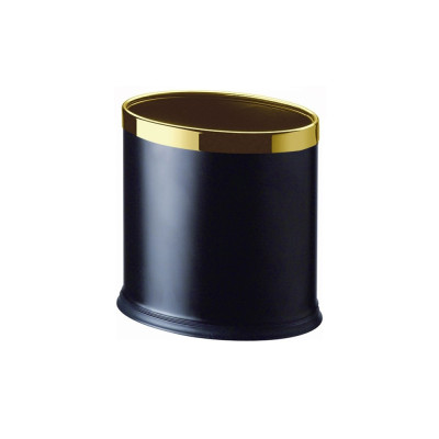 Room basket, double-walled, oval, black leatherette, gold frame