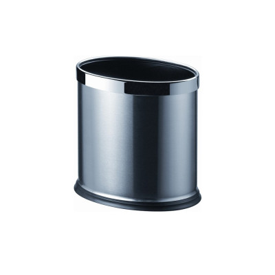 Room basket, double-walled, oval, brushed stainless steel