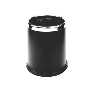 Room basket, double-walled, round, black leatherette