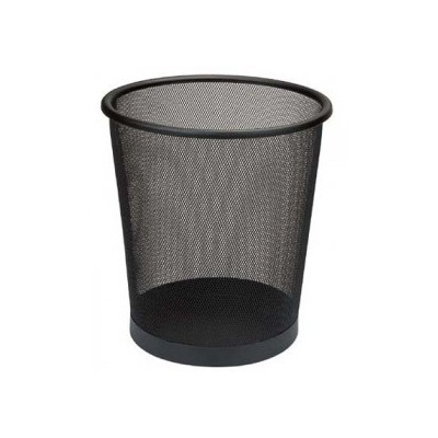 Room basket, wire, round, black lacquer, 18 l