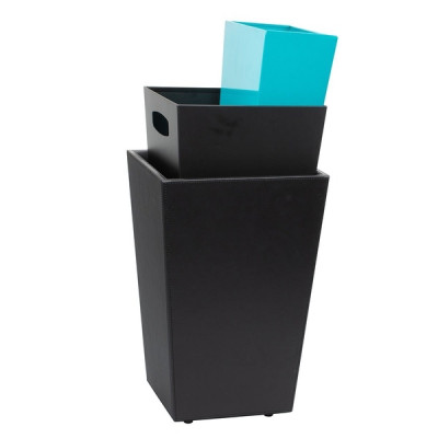 Leather basket 10l The Londoner Noir, black