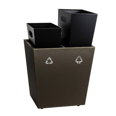 Leather basket 2x6l The Londoner Tradition, brownish gray