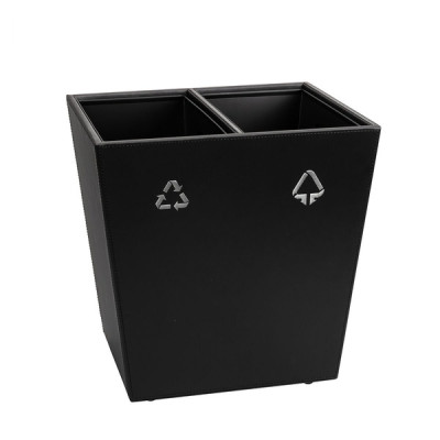 Leather basket 2x6l The Londoner Noir, black