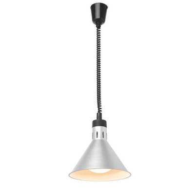 Height-adjustable heating lamp conical, hanging, silver 