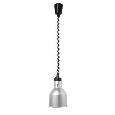 Height-adjustable cylindrical heating lamp, hanging, silver 