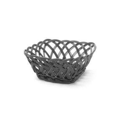 Square knitted basket, black, 190x190x80 mm