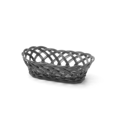 Knitted oval basket, black, 225x130x55 mm