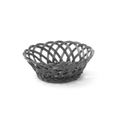 Knitted round basket, black, 200x200x65 mm