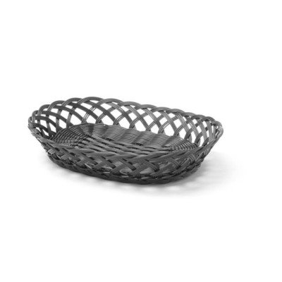 Knitted oval basket, black, 320x230x55 mm