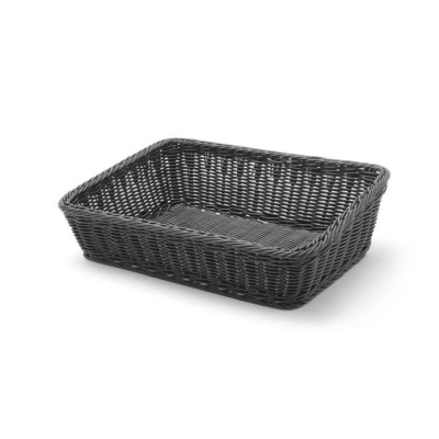 Beveled rectangular basket, black, 400x300x(H)120mm