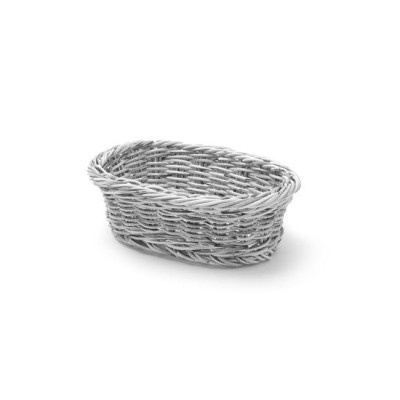 Oval basket, grey, 190x120x60 mm