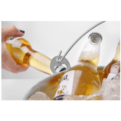 Cooling container with side bottle opener 