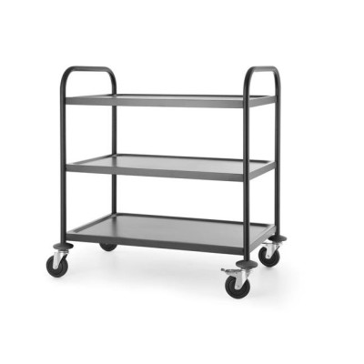 Waiter trolley with 3 shelves, black, 900x590x930 mm 