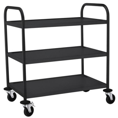 Waiter trolley with 3 shelves, black, 900x590x930 mm 