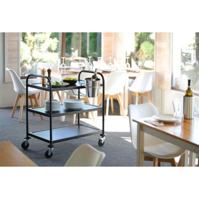 Waiter trolley with 3 shelves, black, 900x590x930 mm 