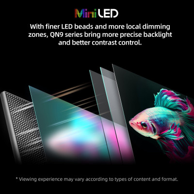 CHiQ M65QN9V – UHD MiniLED frameless Google TV with DLG 120 Hz, 65” (165 cm), metallic, Dolby Atmos, 2+2 year warranty