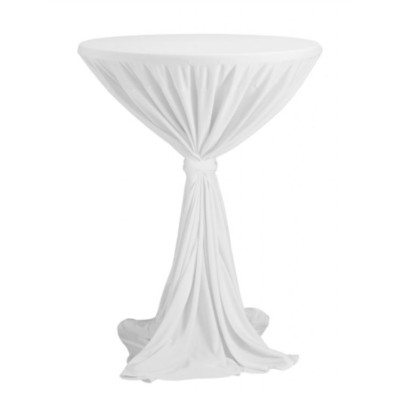 Venice - tablecloth for cocktail table ∅ 80 - 85 cm with ribbon, White