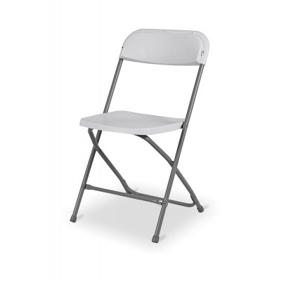 POLY 7 folding chair, gray frame, white seat and backrest
