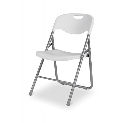 POLY 9 folding chair, gray frame, white seat and backrest