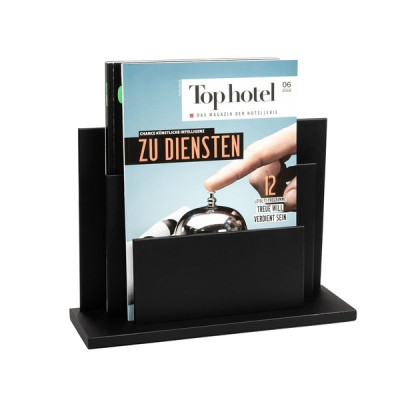 Leather newspaper stand 330 x 230 x 100 mm The Londoner Noir, black