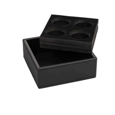 Leather coffee capsule holder 118 x 45 x 118 mm The Londoner Noir, black