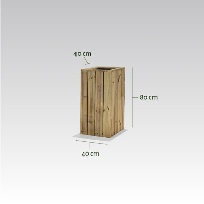 ZOWN Atrium wooden flower pot, 40 x 40 x 80 cm, 25 l