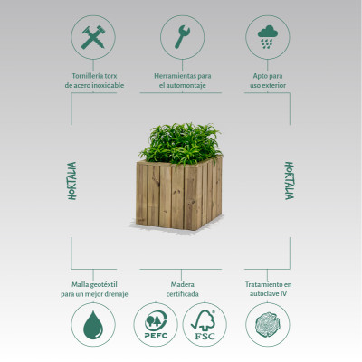 ZOWN Atrium wooden flower pot, 50 x 50 x 50 cm, 67 l