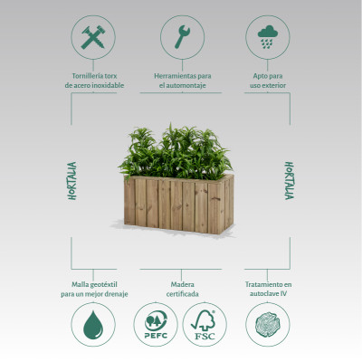 ZOWN Atrium wooden flower pot, 80 x 34 x 40 cm, 47 l