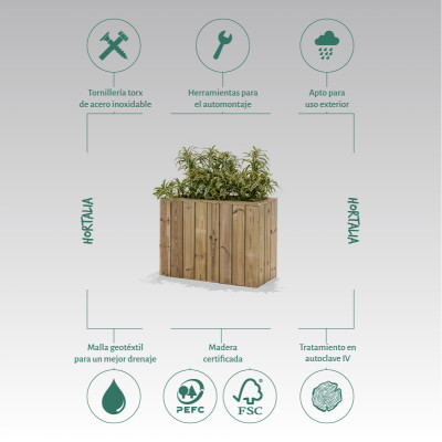ZOWN Atrium wooden flower pot, 80 x 34 x 60 cm, 47 l