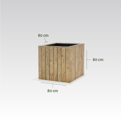 ZOWN Atrium wooden flower pot, 80 x 80 x 80 cm, 335 l