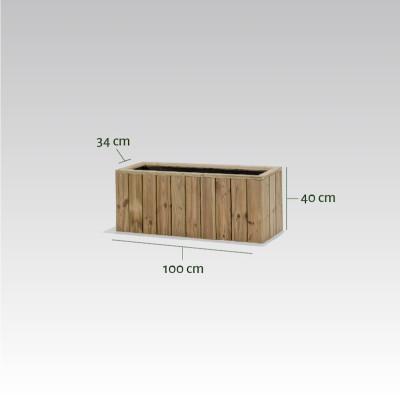 ZOWN Atrium wooden flower pot, 100 x 34 x 40 cm, 61 l