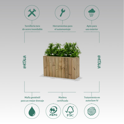 ZOWN Atrium wooden flower pot, 100 x 34 x 60 cm, 61 l