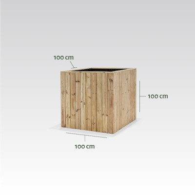 ZOWN Atrium wooden planter, 100 x 100 x 100 cm, 712 l