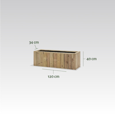 ZOWN Atrium wooden flower pot, 120 x 34 x 40 cm, 74 l