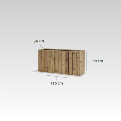 ZOWN Atrium wooden flower pot, 120 x 34 x 60 cm, 74 l