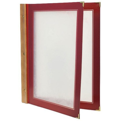 Menu Securit Wood Line A4 - burgundy red