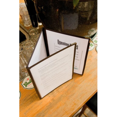 Securit menu with transparent plates 3 x A4 - brown