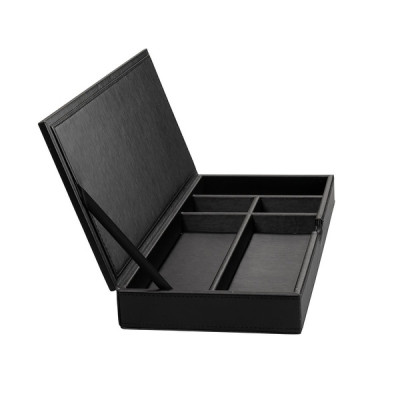 Leather box with lid 350 x 40 x 150 mm The Londoner Noir, black