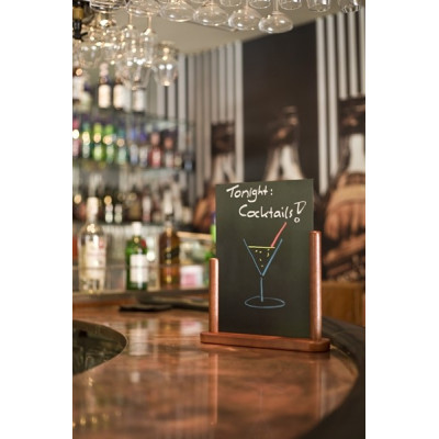 Securit table stand with labeling table small - Mahogany