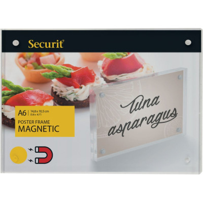 Acrylic double-sided A6 frame for inserting a poster with strong magnets