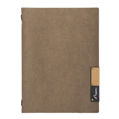 Menu card A4 Nature, with one insert (4 pages), made of cellulose, brown
